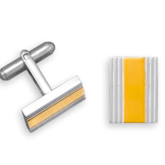 Stainless Steel and Gold Toned Cuff links - Picture 1 of 1